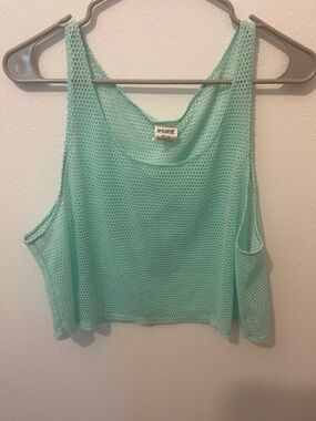 PINK Victoria's Secret Mint Open-Knit Mesh Tank Top